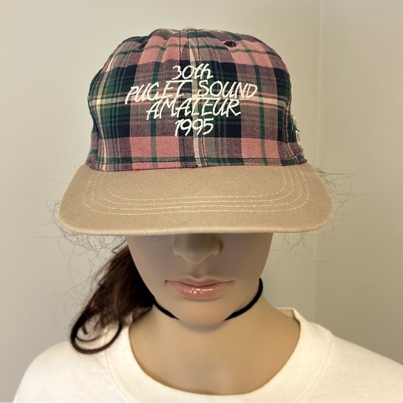 Vintage 1995 Puget Sound Lake Spanaway Golf Plaid Embroidered Baseball D… - Picture 10 of 12